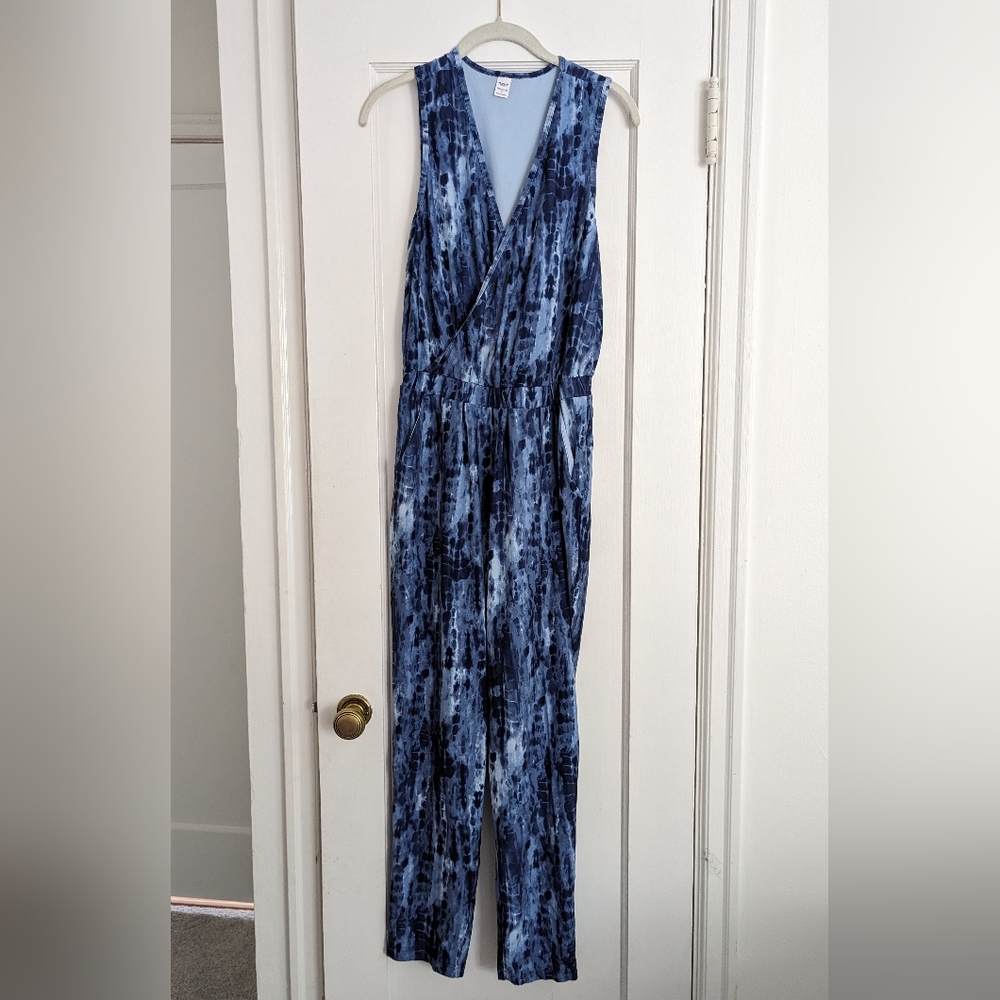 Old Navy Breathe On Athletic Jumpsuit Romper Tonal Tie Dye Blue Small